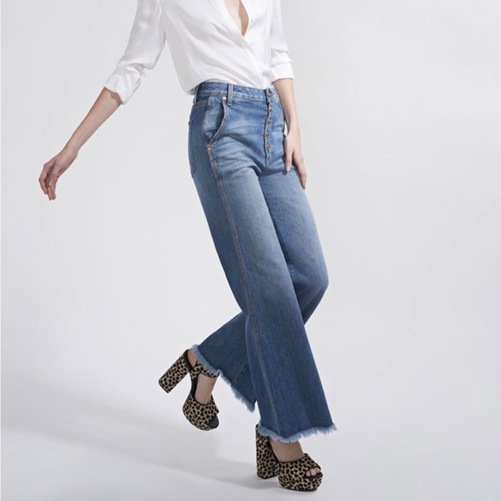 Alice + Olivia High Rise Crop Wide Leg Jeans Size 24